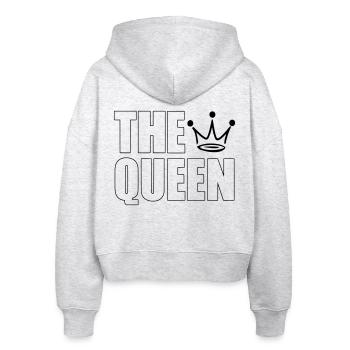 The Queen – Bold Crown Statement Design - Stanley/Stella Boxy Frauen Bio Zip Hoodie Ida - Weiß meliert - Hinten - AI Model Female 172 dark (172cm)