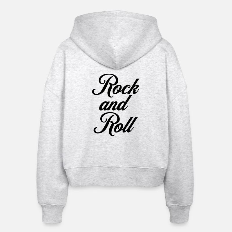 Conception de logo de typographie cursive Rock and Roll - Veste à capuche bio Ida Stanley/Stella Femme - blanc chiné