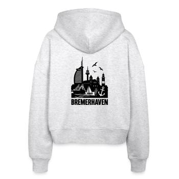 Bremerhaven Silhouette Skyline - Stanley/Stella Boxy Frauen Bio Zip Hoodie Ida - Weiß meliert - Hinten - AI Model Female 172 dark (172cm)