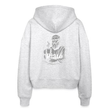 Plato Kaffeetasse Porträt - Stanley/Stella Boxy Frauen Bio Zip Hoodie Ida - Weiß meliert - Hinten - AI Model Female 172 dark (172cm)