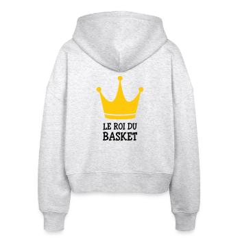 The King of Basketball - Stanley/Stella Boxy Women’s Organic Zip Hoodie Ida - heather white - Back - AI Model Female 172 dark (172cm)