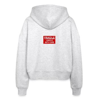 fragile handle with care red - Stanley/Stella Boxy Frauen Bio Zip Hoodie Ida - Weiß meliert - Hinten - AI Model Female 172 dark (172cm)