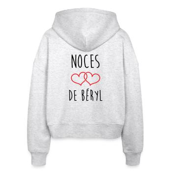 Beryl Hochzeit: 23 Jahre Liebe - Stanley/Stella Boxy Frauen Bio Zip Hoodie Ida - Weiß meliert - Hinten - AI Model Female 172 dark (172cm)