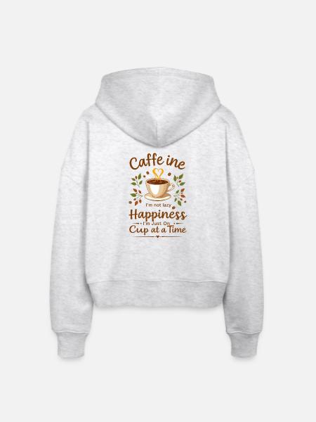Koffein Ich bin nicht faul - Stanley/Stella Boxy Frauen Bio Zip Hoodie Ida - Weiß meliert
