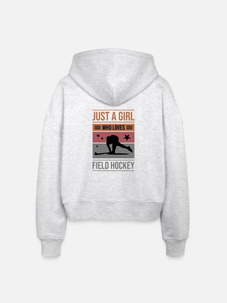 Feldhockey Just a Girl - Stanley/Stella Boxy Frauen Bio Zip Hoodie Ida - Weiß meliert