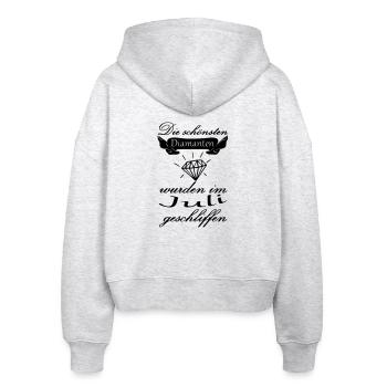 Juli Diamanten Geburtstag Geschenk Spruch - Stanley/Stella Boxy Frauen Bio Zip Hoodie Ida - Weiß meliert - Hinten - AI Model Female 172 dark (172cm)