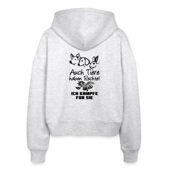 Tiere Tier Rechte Tierschutz vegan Geschenk - Stanley/Stella Boxy Frauen Bio Zip Hoodie Ida - Weiß meliert - Hinten - AI Model Female 172 dark (172cm)