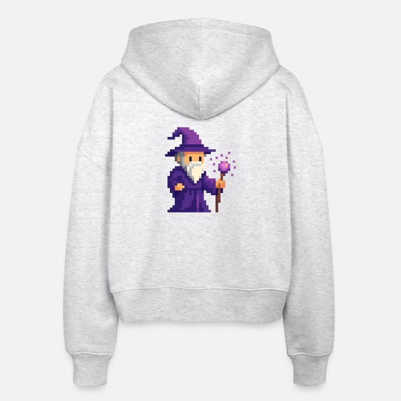 Pixel wizard dans le scintillement violet - Veste à capuche bio Ida Stanley/Stella Femme - blanc chiné