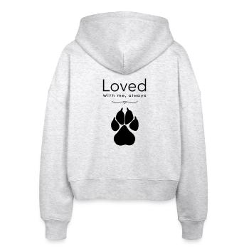 Hund – geliebt - Stanley/Stella Boxy Frauen Bio Zip Hoodie Ida - Weiß meliert - Hinten - AI Model Female 172 dark (172cm)