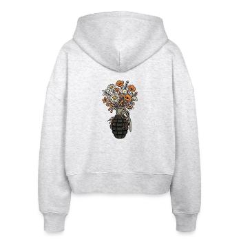 Blumen Granate Peace - Stanley/Stella Boxy Frauen Bio Zip Hoodie Ida - Weiß meliert - Hinten - AI Model Female 172 dark (172cm)