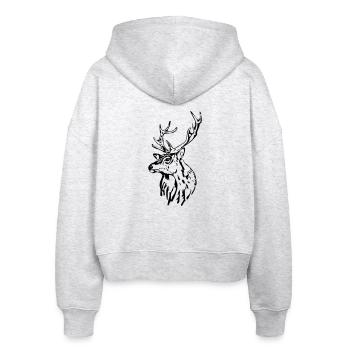 Hirschkopf [Schwarz] - Stanley/Stella Boxy Frauen Bio Zip Hoodie Ida - Weiß meliert - Hinten - AI Model Female 172 dark (172cm)