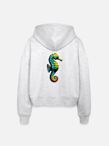 Seepferdchen - Stanley/Stella Boxy Frauen Bio Zip Hoodie Ida - Weiß meliert