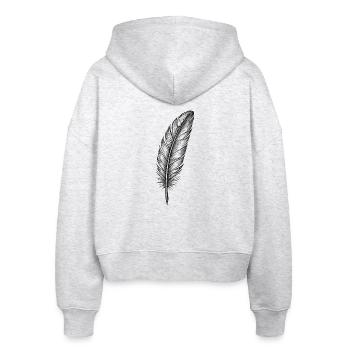 Glimmernde Feder in Schwarz - Stanley/Stella Boxy Frauen Bio Zip Hoodie Ida - Weiß meliert - Hinten - AI Model Female 172 dark (172cm)