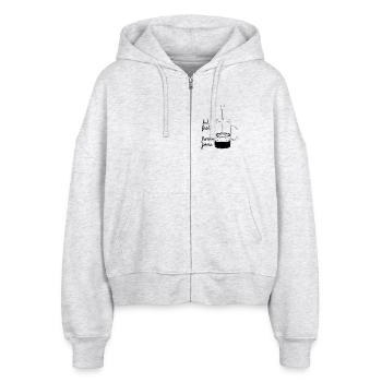 But first... french press - Stanley/Stella Boxy Frauen Bio Zip Hoodie Ida - Weiß meliert - Vorne - AI Model Female 172 dark (172cm)
