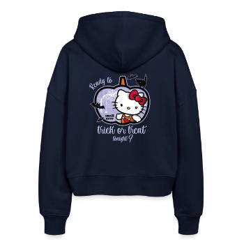 Hello Kitty Halloween Süßes Oder Saures - Stanley/Stella Boxy Frauen Bio Zip Hoodie Ida - Navy - Hinten - AI Model Female 172 light (172cm)