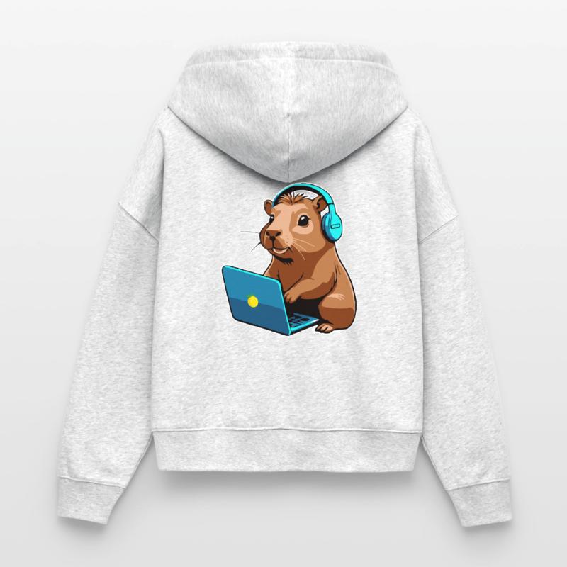 Capybara Programmer Coder Computer Stanley/Stella Boxy Women’s Organic Zip Hoodie Ida