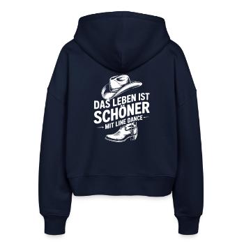 Das Leben ist schöner mit Line Dance - Stanley/Stella Boxy Frauen Bio Zip Hoodie Ida - Navy - Hinten - AI Model Female 172 light (172cm)