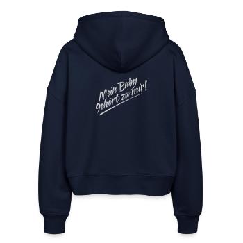 MEIN BABY - Stanley/Stella Boxy Frauen Bio Zip Hoodie Ida - Navy - Hinten - AI Model Female 172 light (172cm)