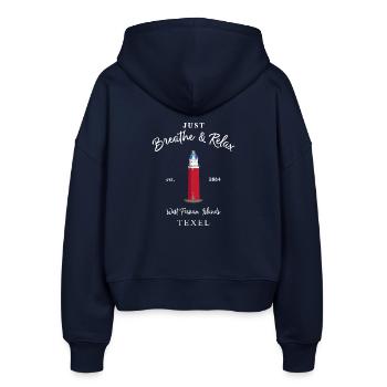 Texel, Relax Leuchtturm Eierland, Niederlande - Stanley/Stella Boxy Frauen Bio Zip Hoodie Ida - Navy - Hinten - AI Model Female 172 light (172cm)