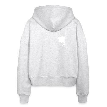Bergsteiger auf einem Herzschlag-Pfad - Stanley/Stella Boxy Frauen Bio Zip Hoodie Ida - Weiß meliert - Hinten - AI Model Female 172 dark (172cm)