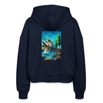 Sydney OPERA HOUSE – Architecture as a Wave - Stanley/Stella Boxy Women’s Organic Zip Hoodie Ida - navy - Back - AI Model Female 172 light (172cm)