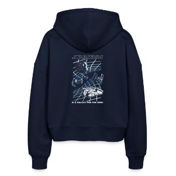 Star Wars Motiv & Spruch In A Galaxy Far, Far Away - Stanley/Stella Boxy Frauen Bio Zip Hoodie Ida - Navy - Hinten - AI Model Female 172 light (172cm)