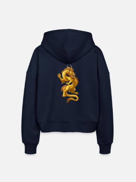 Chinesischer Drache - Stanley/Stella Boxy Frauen Bio Zip Hoodie Ida - Navy