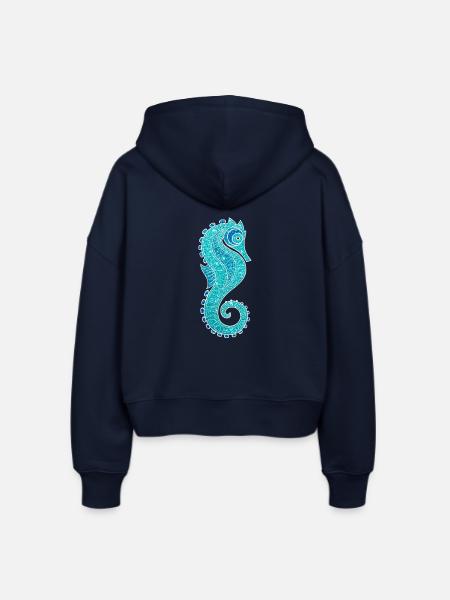 funkelndes Seepferdchen - Stanley/Stella Boxy Frauen Bio Zip Hoodie Ida - Navy