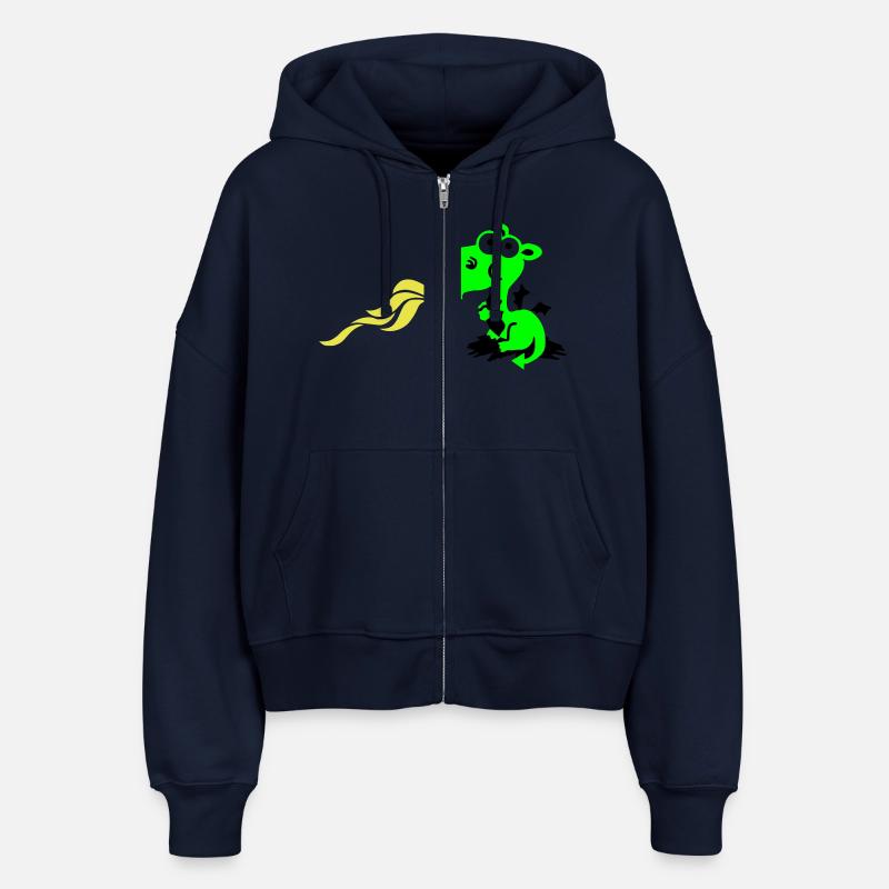 dragon spits fire - Stanley/Stella Boxy Frauen Bio Zip Hoodie Ida - Navy