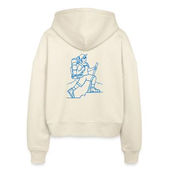 Bergwanderin Linienzeichnung - Stanley/Stella Boxy Frauen Bio Zip Hoodie Ida - Natur - Hinten - AI Model Female 172 dark (172cm)