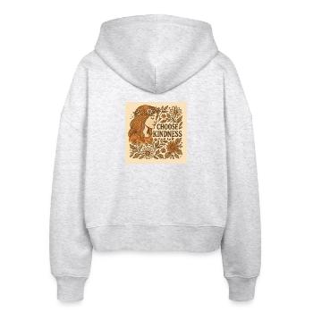 Choose kindness. Flowers. - Stanley/Stella Boxy Frauen Bio Zip Hoodie Ida - Weiß meliert - Hinten - AI Model Female 172 dark (172cm)
