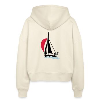 Youth sailing dinghy (420 470 505) sailboat - Stanley/Stella Boxy Women’s Organic Zip Hoodie Ida - soft Ecru - Back - AI Model Female 172 dark (172cm)
