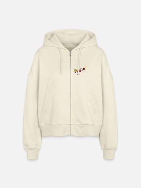 Weihnachtsmann & Co. KG Stickmotiv Elfe - Stanley/Stella Boxy Frauen Bio Zip Hoodie Ida - Natur