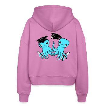 2 Oktopus zwei Schulabschluss bestanden College - Stanley/Stella Boxy Frauen Bio Zip Hoodie Ida - Pink - Hinten - AI Model Female 172 light (172cm)