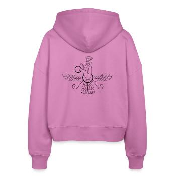 zarathustra - Stanley/Stella Boxy Frauen Bio Zip Hoodie Ida - Pink - Hinten - AI Model Female 172 light (172cm)