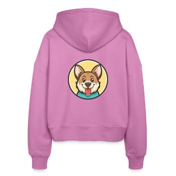 Cao De Castro Laboreiro Dog Breed Cartoon Kawaii - Stanley/Stella Boxy Women’s Organic Zip Hoodie Ida - pink - Back - AI Model Female 172 light (172cm)