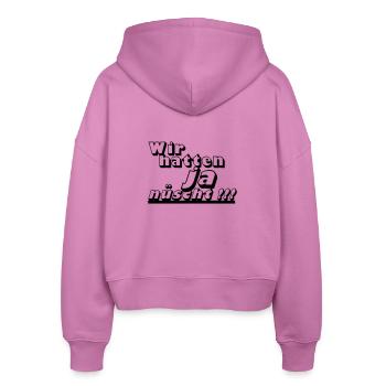 Ostalgie, DDR Kult ,Wir hatten ja nüscht (25) - Stanley/Stella Boxy Frauen Bio Zip Hoodie Ida - Pink - Hinten - AI Model Female 172 light (172cm)