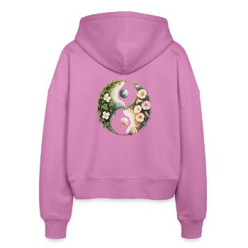 Blumen Yin Yang | Botanische Harmoniekunst - Stanley/Stella Boxy Frauen Bio Zip Hoodie Ida - Pink - Hinten - AI Model Female 172 light (172cm)
