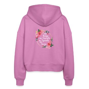 No Kings No Fascists No Tyrants No Nazis - Stanley/Stella Boxy Frauen Bio Zip Hoodie Ida - Pink - Hinten - AI Model Female 172 light (172cm)
