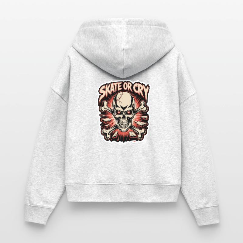 Skate- oder Cry-Skull-Tee-Design Stanley/Stella Boxy Frauen Bio Zip Hoodie Ida