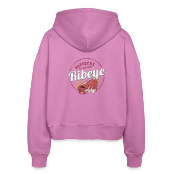 Ribeye Barbecue Rindfleisch BBQ Rib Eye Design - Stanley/Stella Boxy Frauen Bio Zip Hoodie Ida - Pink - Hinten - AI Model Female 172 light (172cm)