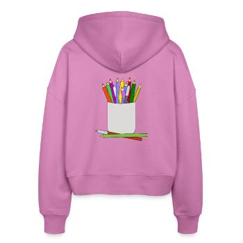 painters crayons artists - Stanley/Stella Boxy Women’s Organic Zip Hoodie Ida - pink - Back - AI Model Female 172 light (172cm)