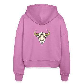 Taurus Red Eyes Devil - Stanley/Stella Boxy Frauen Bio Zip Hoodie Ida - Pink - Hinten - AI Model Female 172 light (172cm)