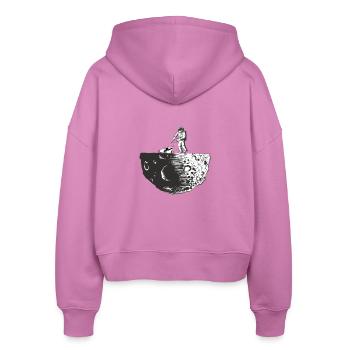 Weltraumabenteuer mit Astronaut und Mondlandschaft - Stanley/Stella Boxy Frauen Bio Zip Hoodie Ida - Pink - Hinten - AI Model Female 172 light (172cm)