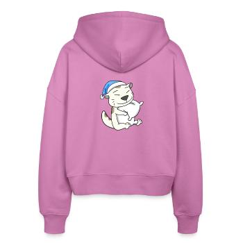 Katze Katzenrasse Devon Rex - Stanley/Stella Boxy Frauen Bio Zip Hoodie Ida - Pink - Hinten - AI Model Female 172 light (172cm)