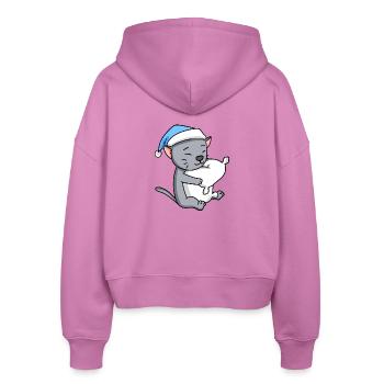 Katze Katzenrasse Korat - Stanley/Stella Boxy Frauen Bio Zip Hoodie Ida - Pink - Hinten - AI Model Female 172 light (172cm)