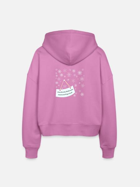 Schneeflocken und Weihnachtslied - Stanley/Stella Boxy Frauen Bio Zip Hoodie Ida - Pink