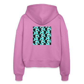 orientalische grafik, Paysleymuster blautöne - Stanley/Stella Boxy Frauen Bio Zip Hoodie Ida - Pink - Hinten - AI Model Female 172 light (172cm)