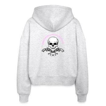 Junggesellinnenabschied XXX Schädel (MC) (Rosa) - Stanley/Stella Boxy Frauen Bio Zip Hoodie Ida - Weiß meliert - Hinten - AI Model Female 172 dark (172cm)