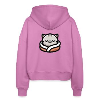 Schlummerpfoten: Der verträumte Tabby - Stanley/Stella Boxy Frauen Bio Zip Hoodie Ida - Pink - Hinten - AI Model Female 172 light (172cm)